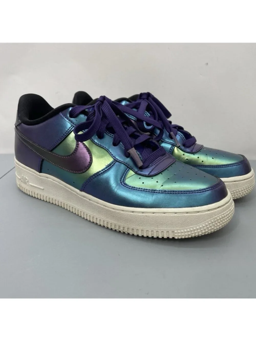 Nike AF1 Air Force 1 Low LV8 GS Sneakers Athletic Purple Neptune Green Kids 7